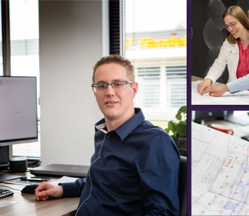 Jaap achter zijn tekenscherm op de projectafdeling